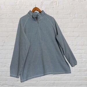 Eddie Bauer Womens 2X Blue Fleece Quarter‎ Zip Pullover Heathered